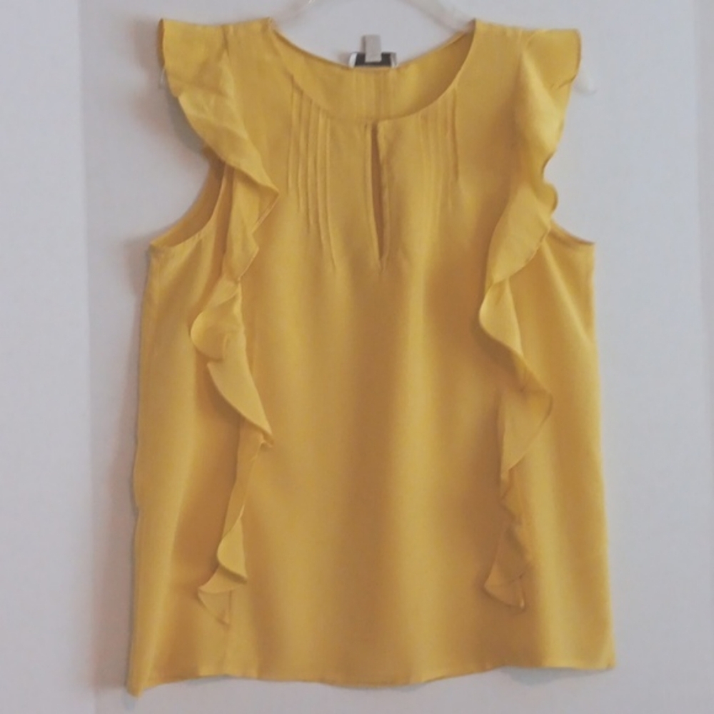 J.CREW FEMININE YELLOW RUFFLE TOP SIZE  6